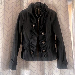 Grass Collection black size small fitted jacket with button and belt loops